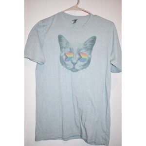 Pride Kitten Short Sleeve Tee Shirt Baby Blue Size Medium